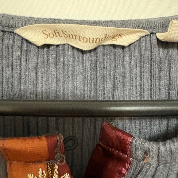 Soft Surroundings Gray Tapestry Contrasting Cuff Size Large - Picture 4 of 8